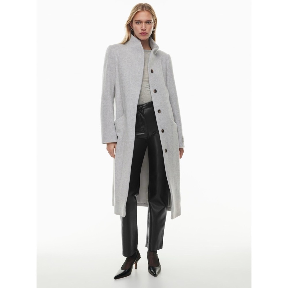 Aritzia Wilfred The Cocoon Long Trench Coat Wool Cashmere Heather Light Grey 2XS